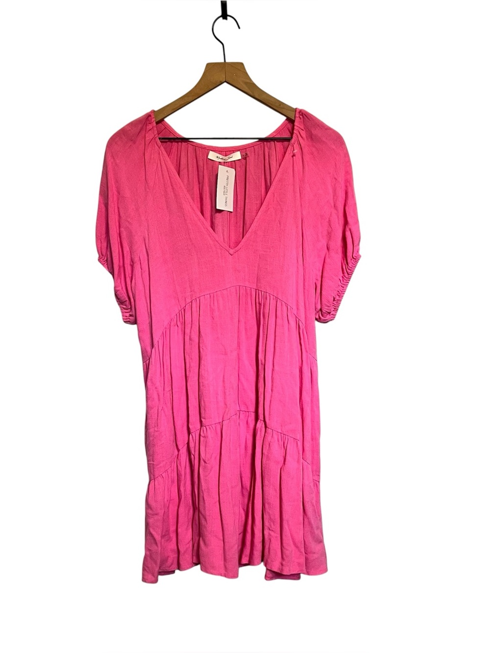 Mustard seed boutique brand Bright Pink V-Neck Tiered Mini Dress NWT size large - Picture 10 of 10